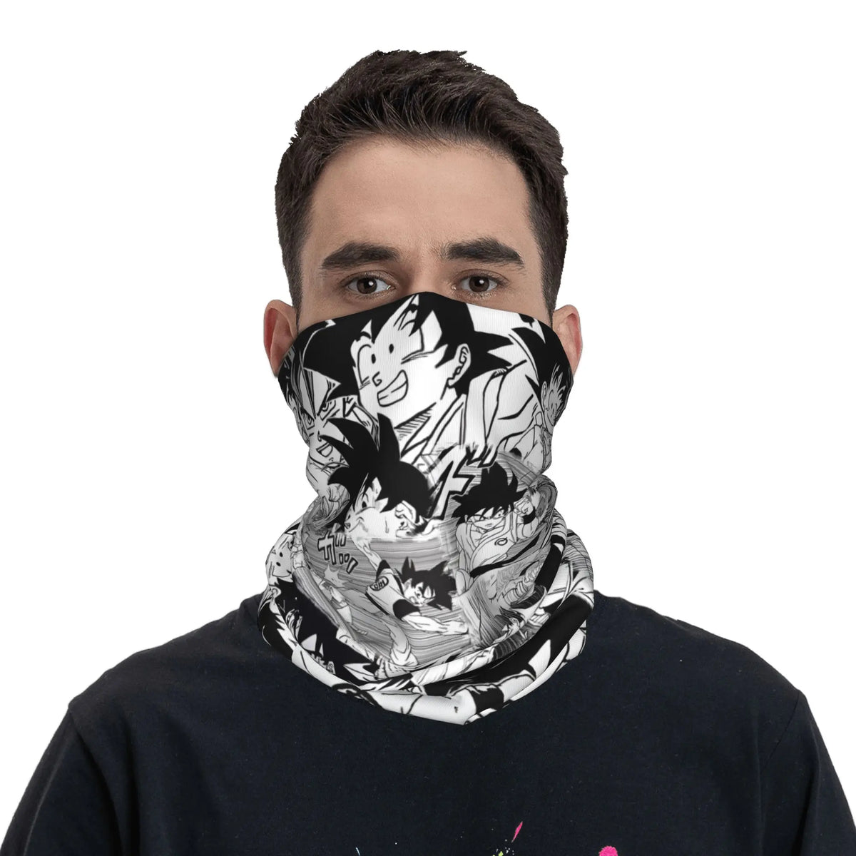 Black and White Dragon Ball Neck Tower - Goku and Manga Scenes