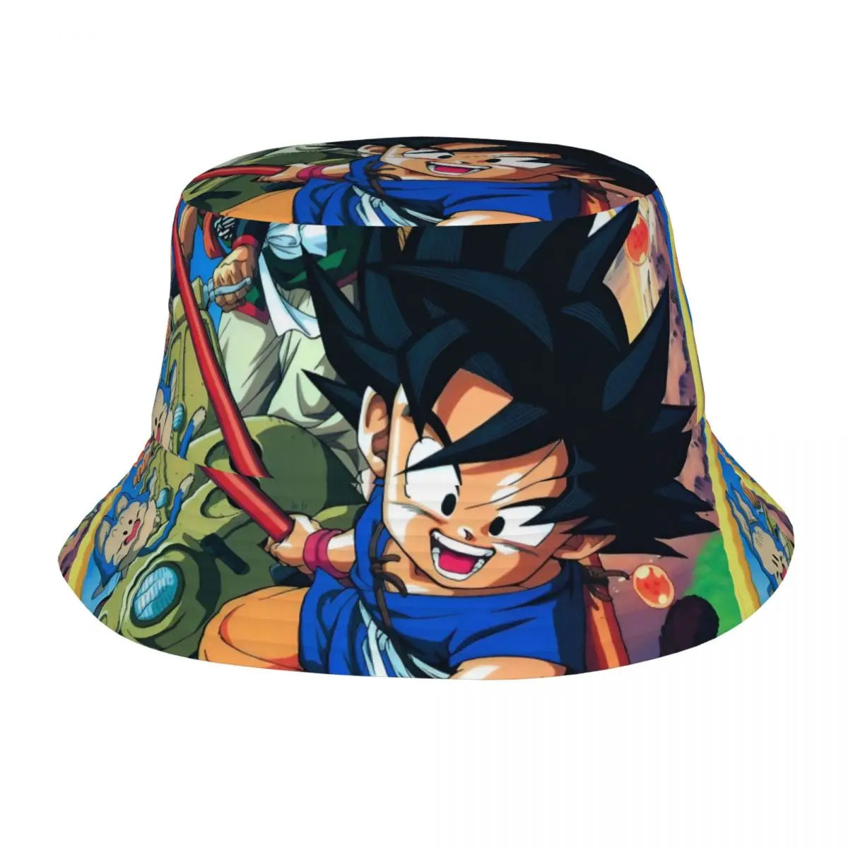 Bob multicolore Dragon Ball Goku enfant et personnages en arrière-plan