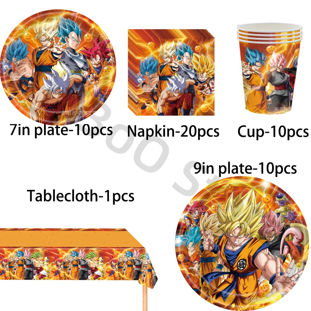 Dragon Ball Geburtstagsgeschirr - Goku und goldener Super Saiyans