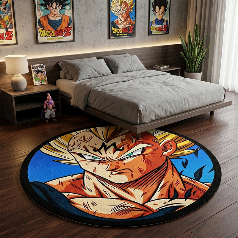 Dragon Ball runder Teppich - Majin Vegeta mit einem entschlossenen Look