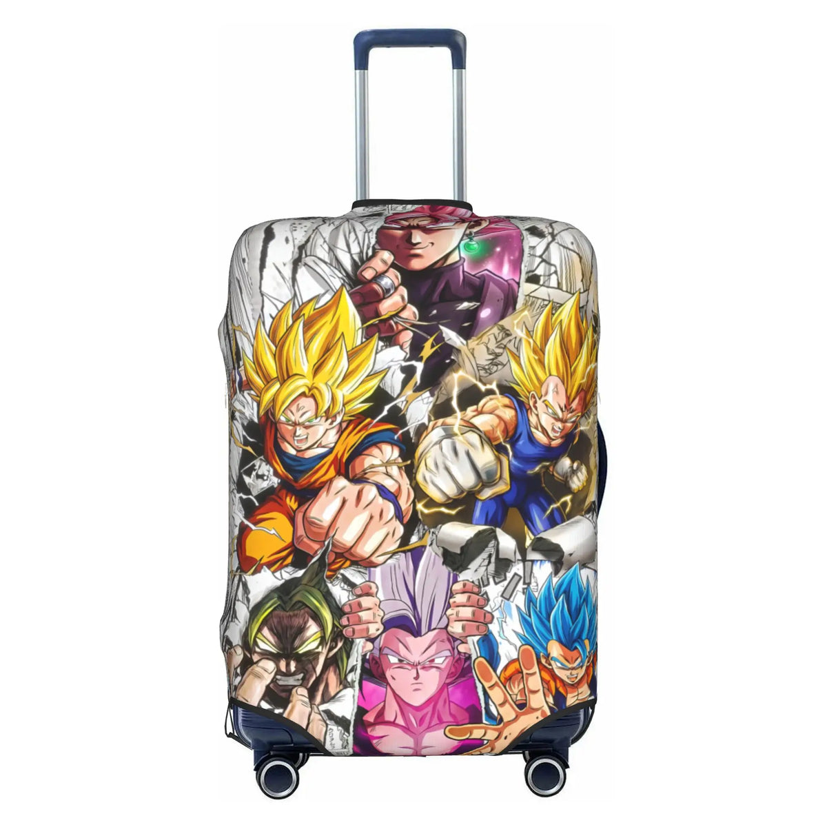 Housse de valise dorée Dragon Ball - Goku Super Saiyan et kanji Go