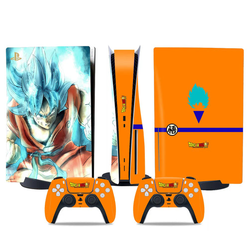 Pegatina PS5 y mandos Dragon Ball - Goku Super Saiyan Blue y traje naranja