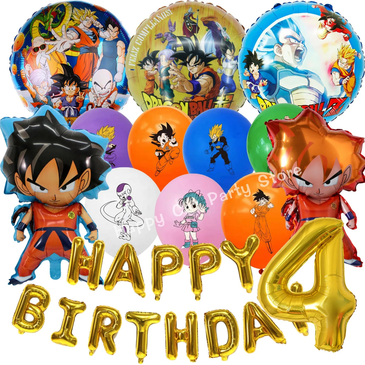 Dragon Ball oranje verjaardagsset - Goku en Super Saiyans