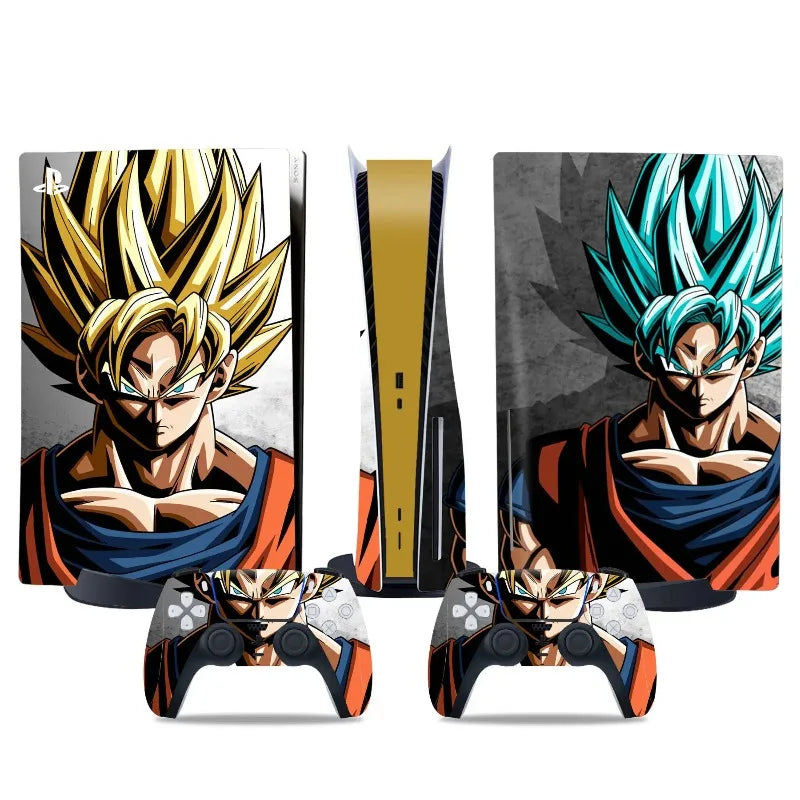 Sticker PS5 et manettes Dragon Ball - Goku Ultra Instinct et auras bleue et dorée