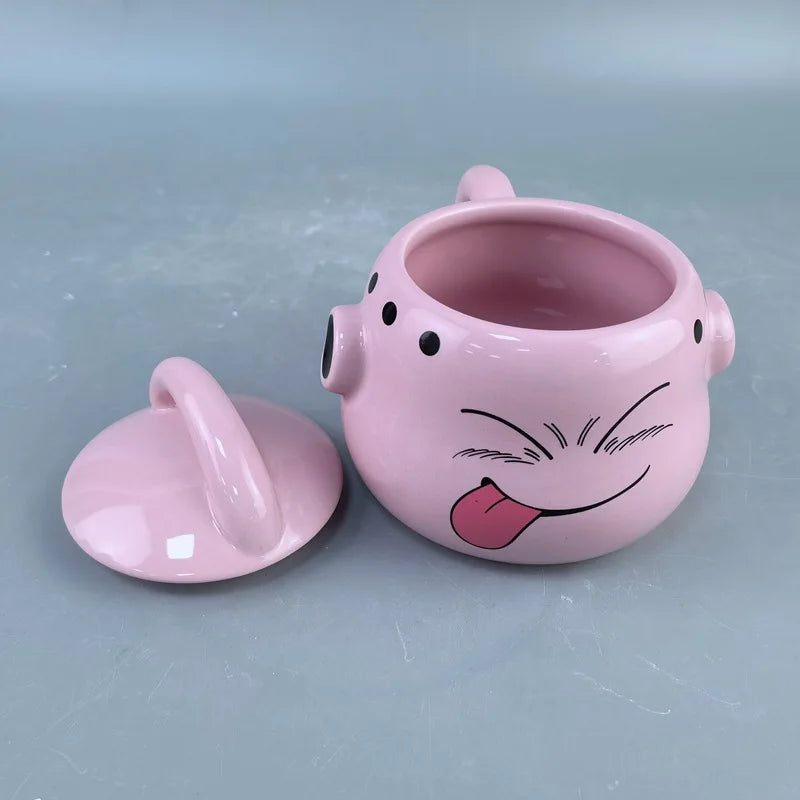 Tazza rosa con coperchio Dragon Ball - volto di Majin Buu