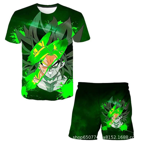 T-Shirt Set und grüne Shorts Dragon Ball - Broly und Aura