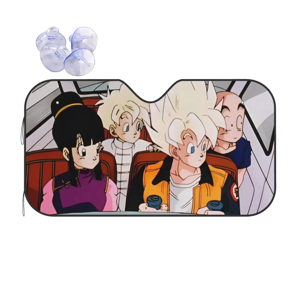 Zwarte auto parasol Dragon Ball kanji Go en oranje merken