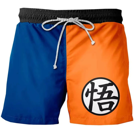 Short de bain bleu et orange Dragon Ball - kanji Go