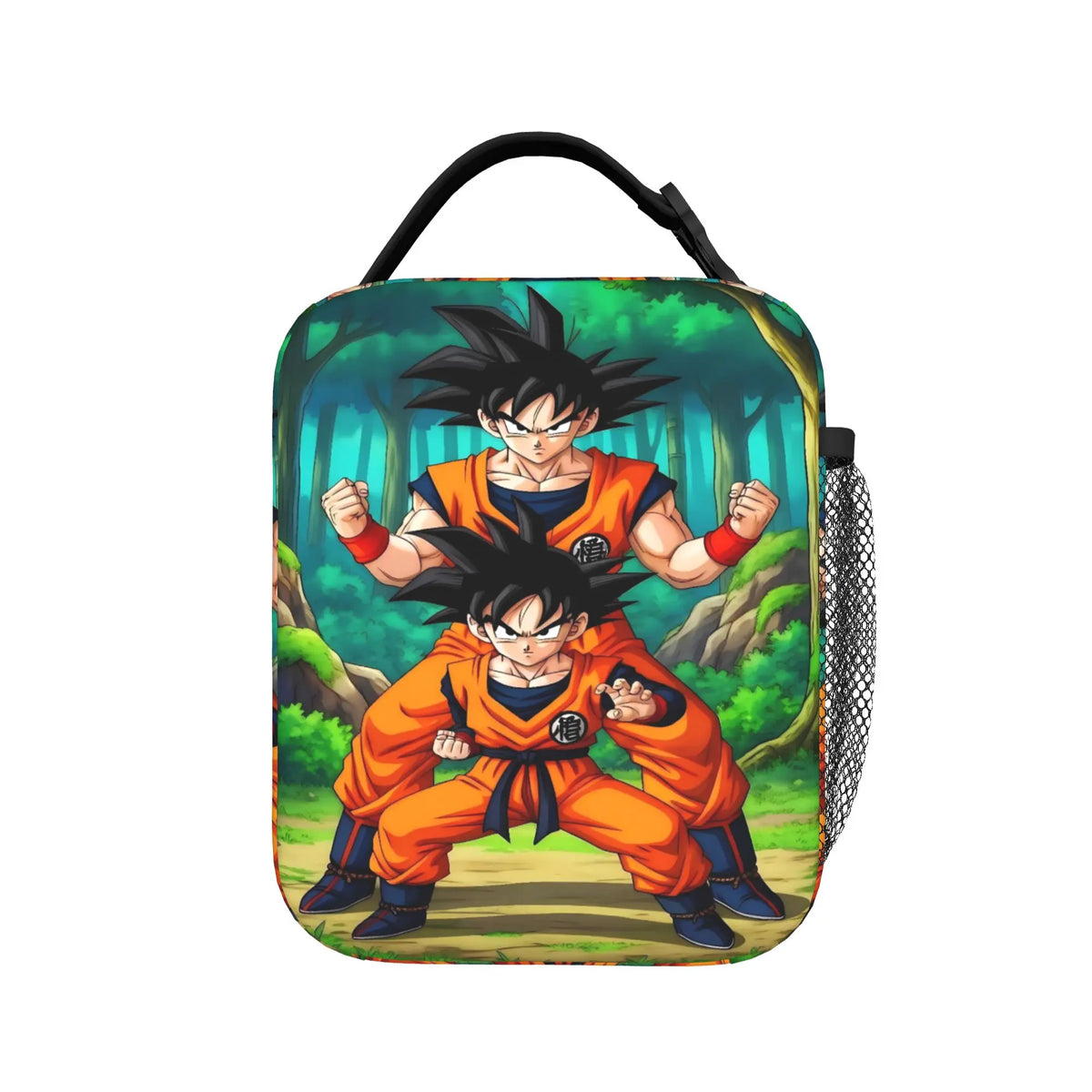 Bolsa de almuerzo naranja Dragon Ball - Goku de niño comiendo un tazón de arroz
