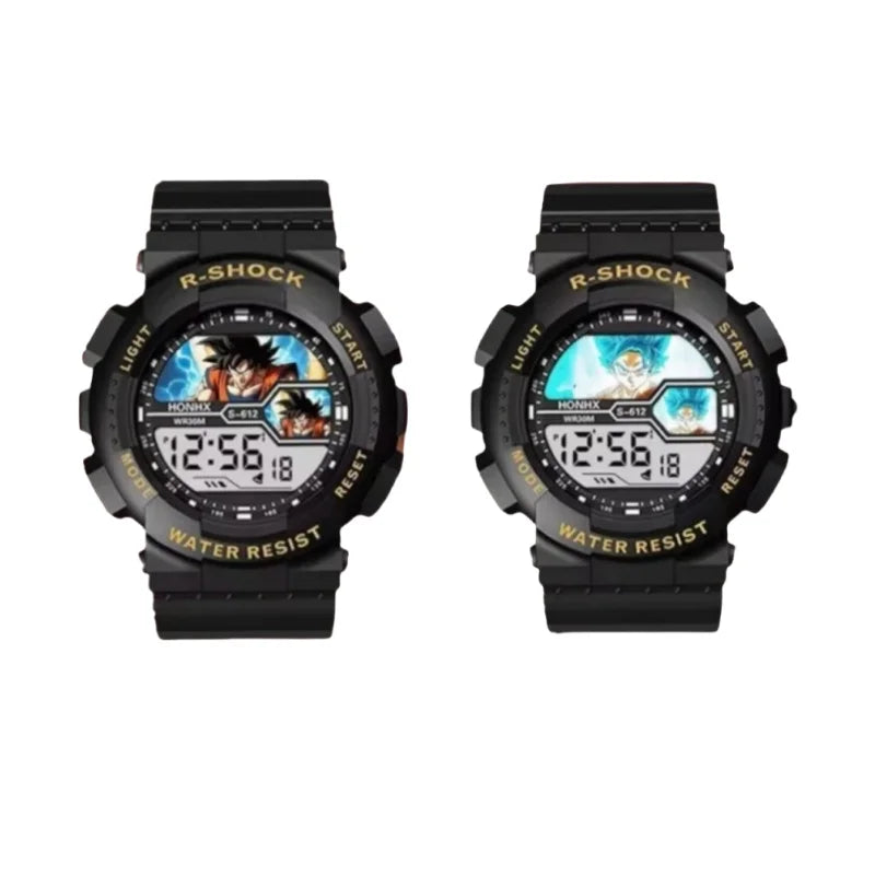 Montre ronde numérique Dragon Ball - Goku à l'aura bleue