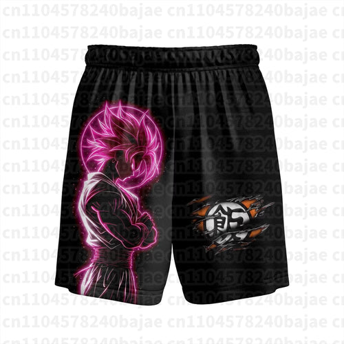 Short noir Dragon Ball - Black Goku Rosé en silhouette rose