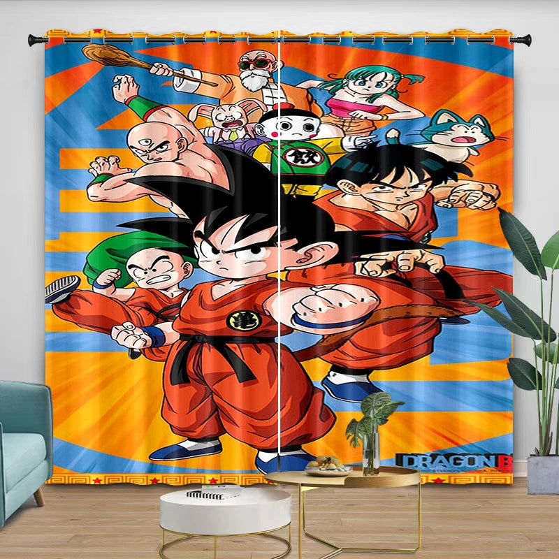 Orange und Blue Curtains Dragon Ball - Goku Kind und Freunde