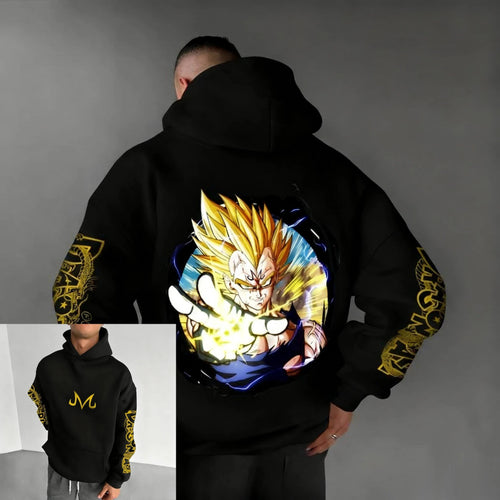Zwarte hoodie Dragon Ball - Majin Vegeta en gouden energie