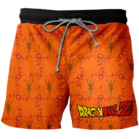 Short de bain orange Dragon Ball - petits symboles et logo Z