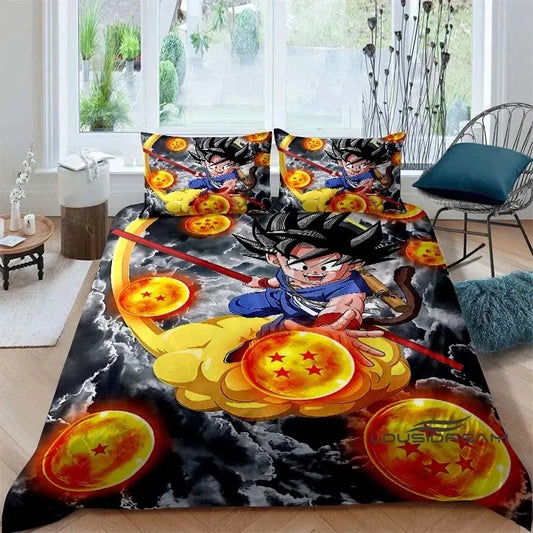Housse de couette Dragon Ball - Goku enfant sur son nuage et boules de cristal
