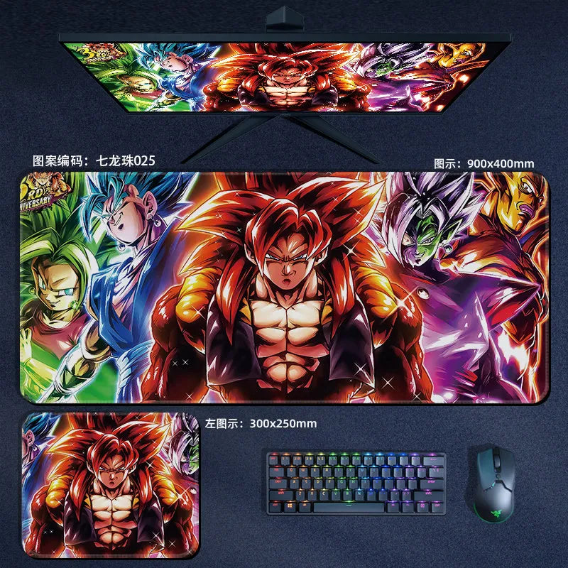 Tapis de souris orange Dragon Ball - personnages alignés et kanji Kame