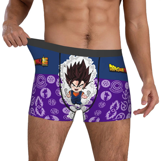 Boxer violet et bleu Dragon Ball - Vegeta chibi et aura blanche