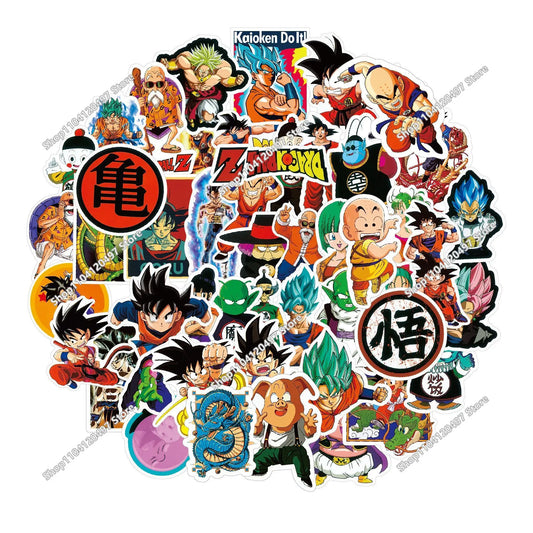 Stickers Dragon Ball - Goku ed emblemi in collage colorato