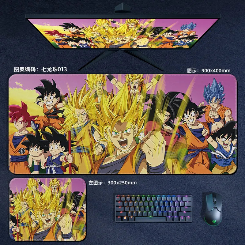 Tapis de souris orange Dragon Ball - personnages alignés et kanji Kame