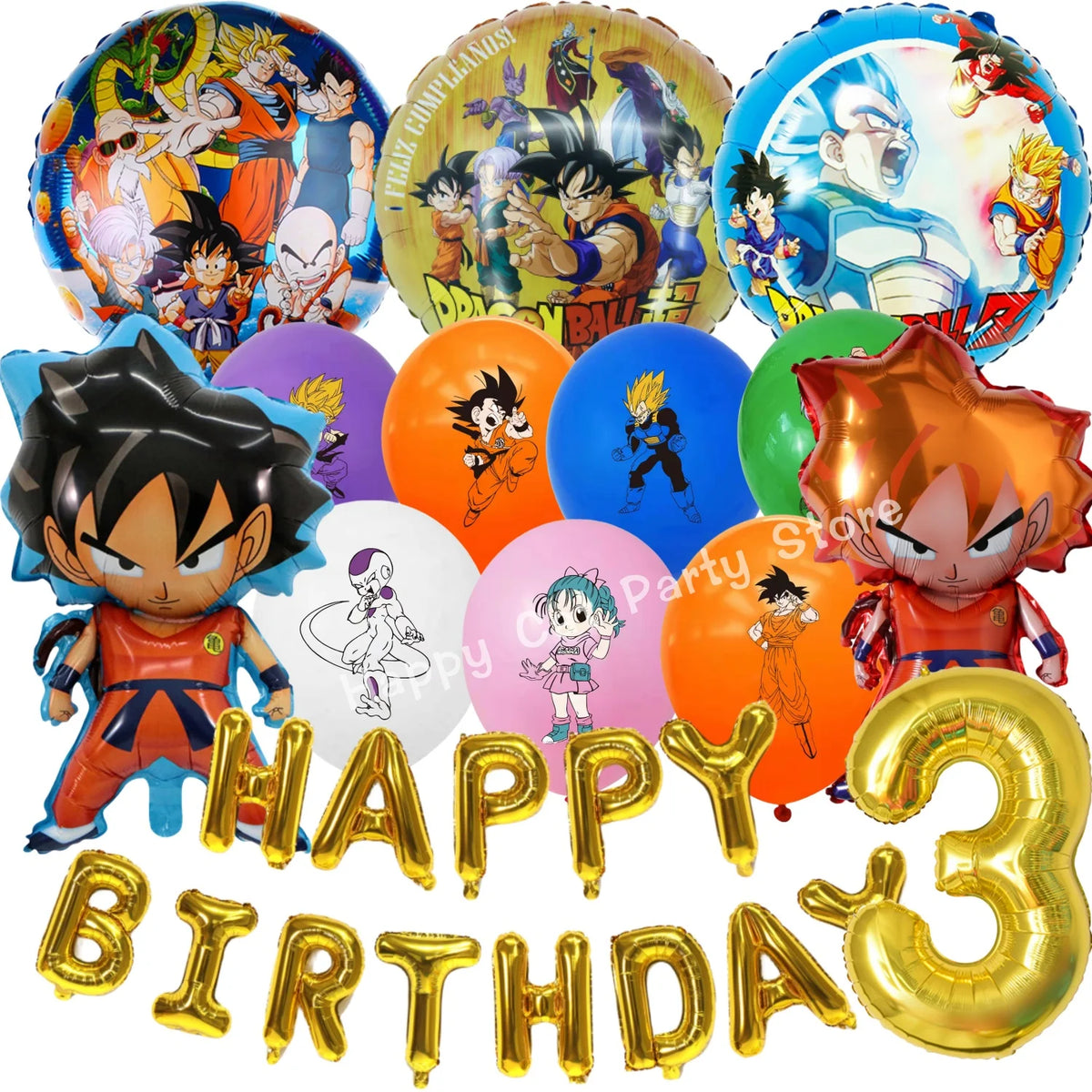 Dragon Ball oranje verjaardagsset - Goku en Super Saiyans