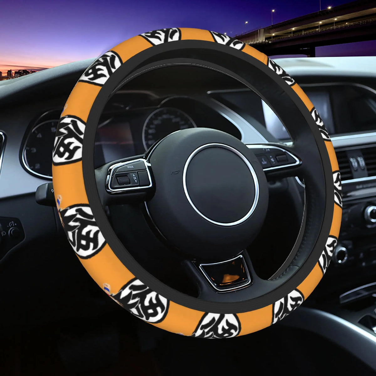 Orange en Grey Dragon Ball Wheel Cover - kanji en Goku silhouetten