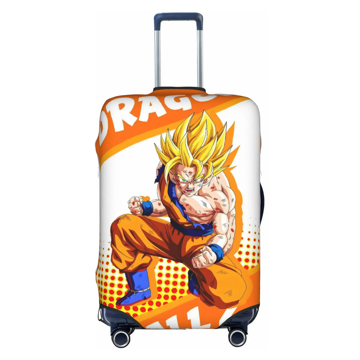 Housse de valise dorée Dragon Ball - Goku Super Saiyan et kanji Go