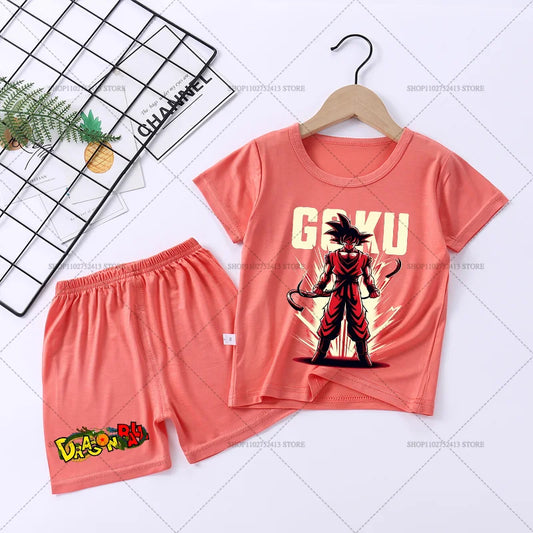 Pigiama corto rosso per bambino Dragon Ball - Black Goku e scritta Goku
