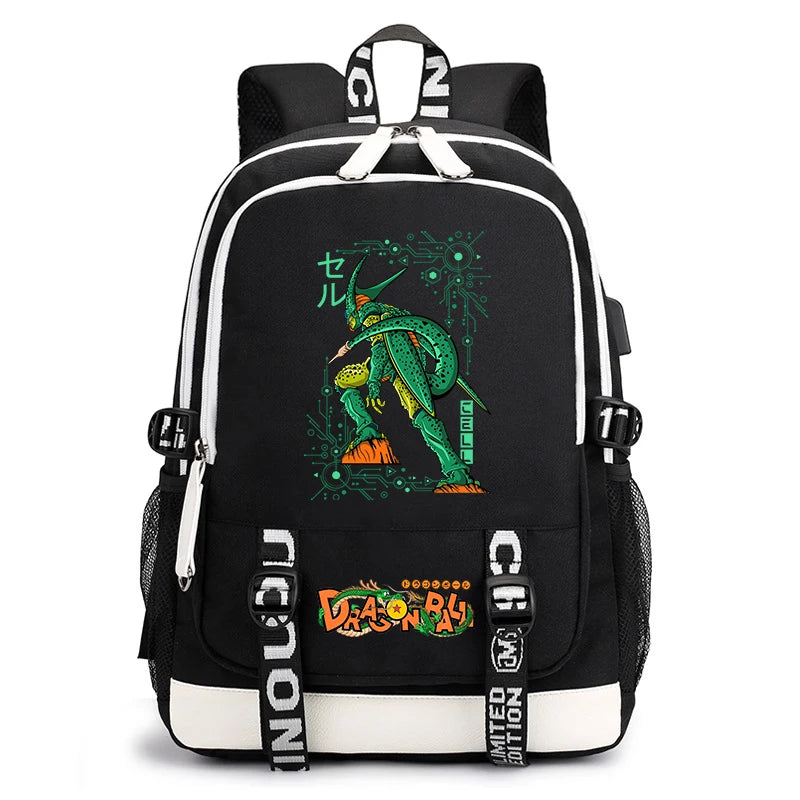 Black and White Dragon Ball Rucksack - Goku Super Saiyan 3 Zurück