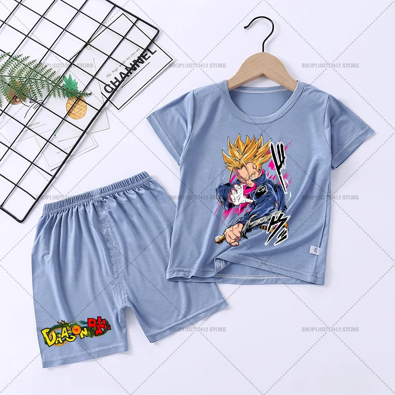 Pyjama korte blauw voor kinderen Dragon Ball - Gohan Super Saiyan chibi in aanval