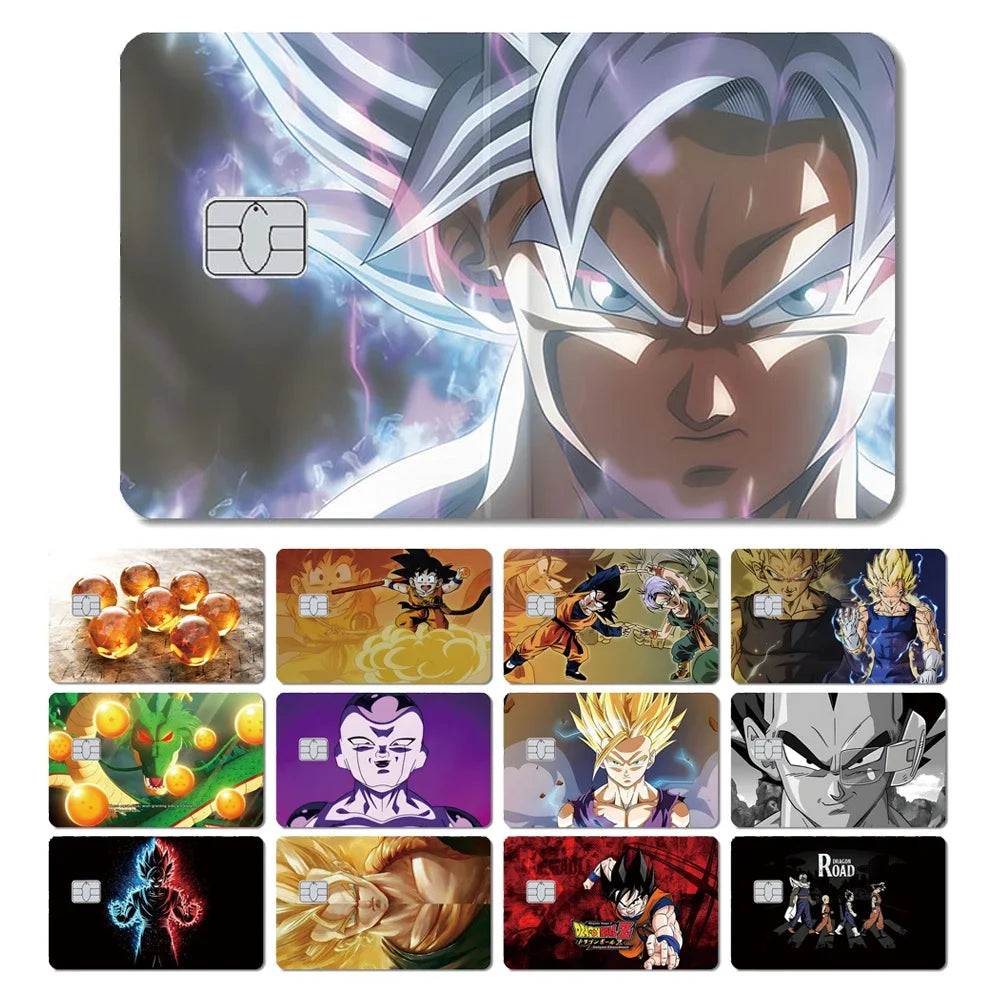 Black Dragon Ball Bank Card Sticker - Goku and double aura blue and red