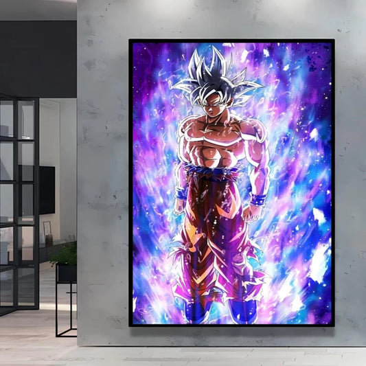 Poster on canvas Dragon Ball - Goku Ultra Instinct standing in a purple aura