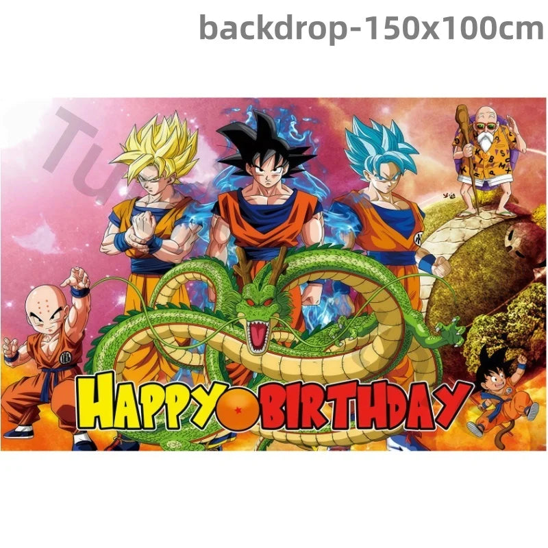 Dragon Ball Geburtstagsgeschirr - Goku und goldener Super Saiyans