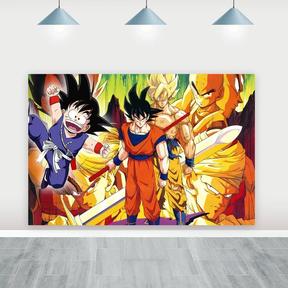 Toile de fond anniversaire Dragon Ball - Goku et ses transformations