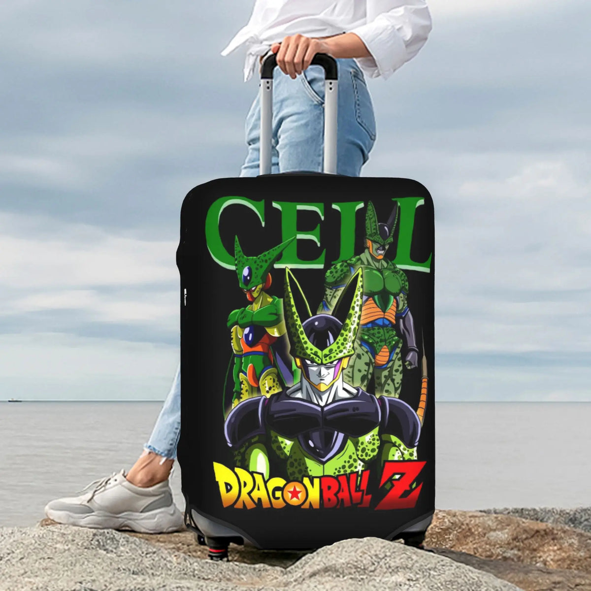 Fodera per valigia Dragon Ball - Cell Perfetto su sfondo nero