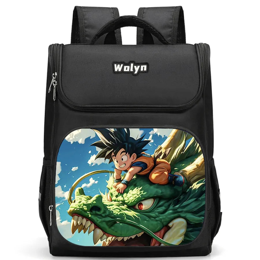 Sac à dos noir Dragon Ball - Goku en portrait sur fond vieilli