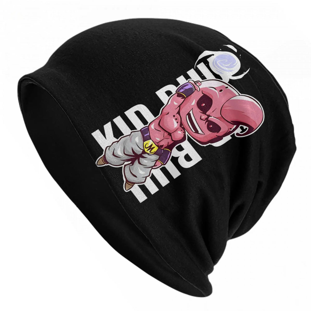 Bonnet noir Dragon Ball - Kid Buu rose et lettrage blanc