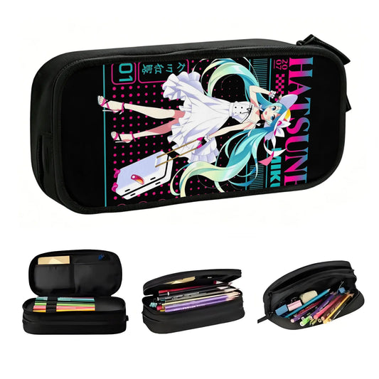 Trousse noire Vocaloid - Hatsune Miku en robe blanche