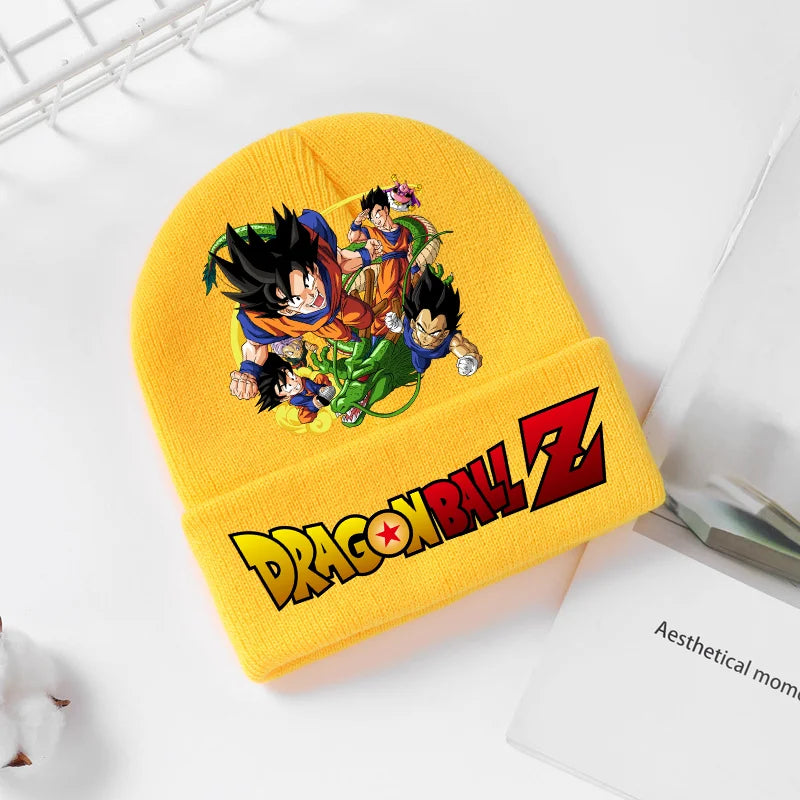 Bonnet à revers jaune Dragon Ball - Goku Shenron et Vegeta chibi