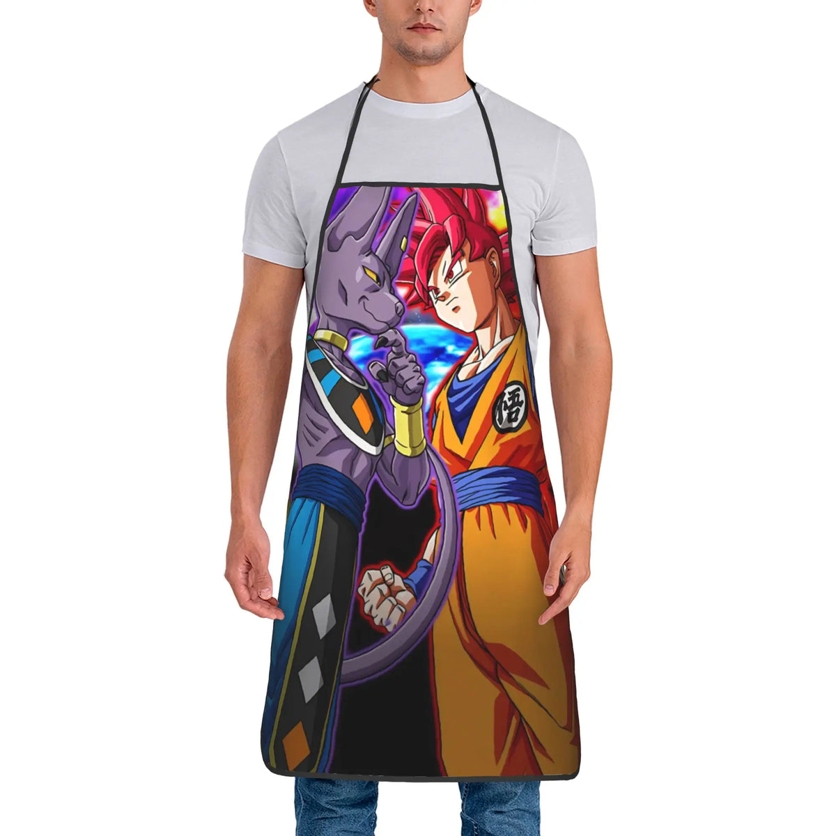 Delantal naranja Dragon Ball - Goku niño y kanji grande Go