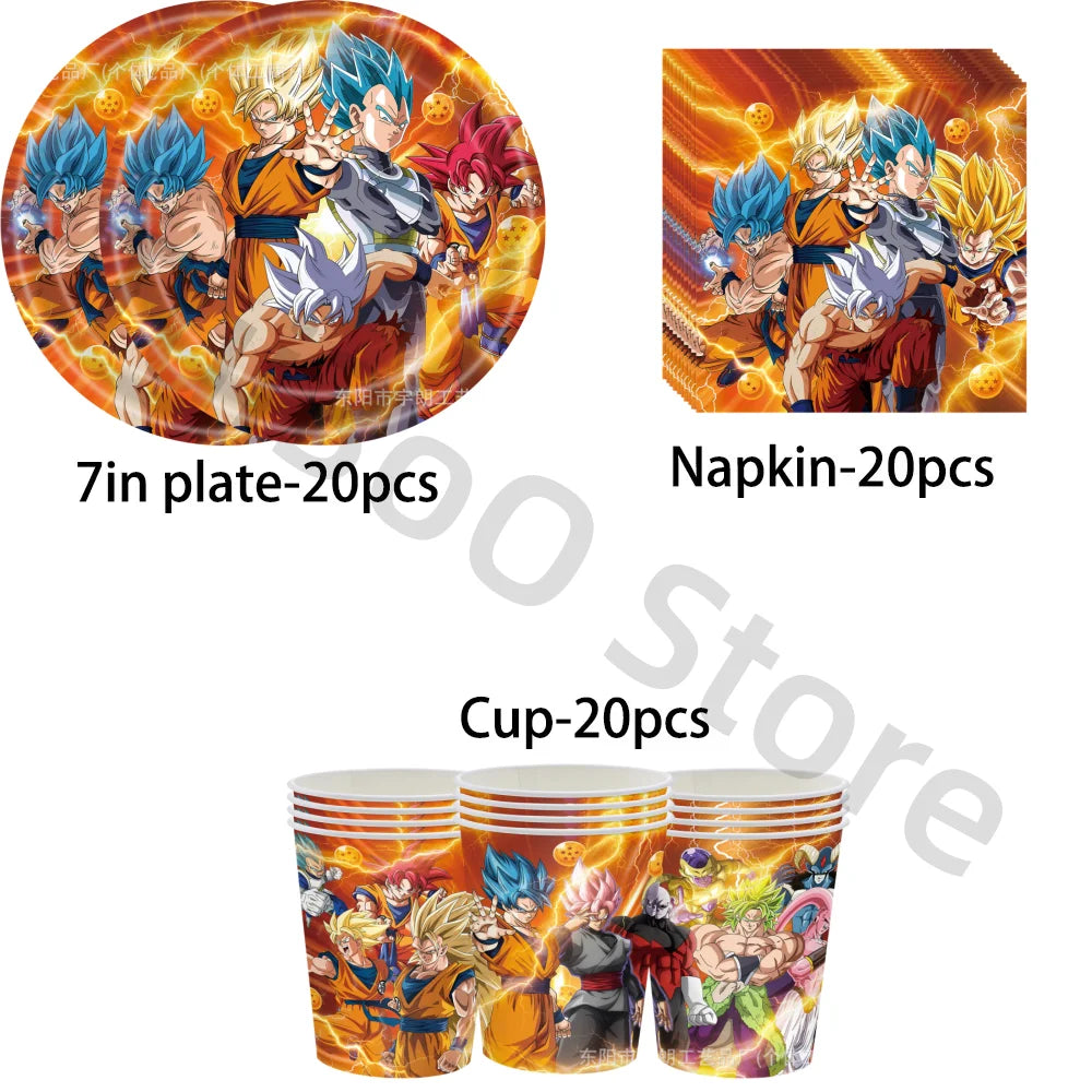 Dragon Ball Geburtstagsgeschirr - Goku und goldener Super Saiyans