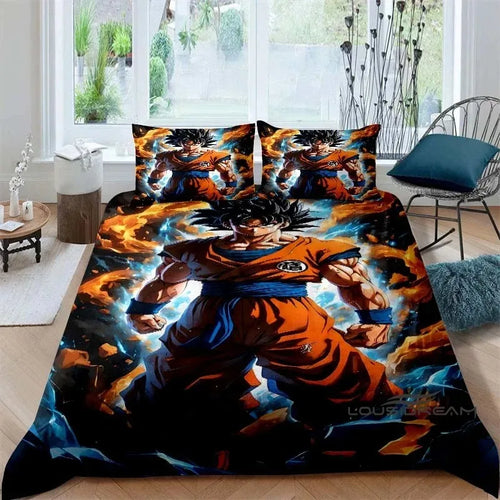 Copripiumino Dragon Ball - Goku in piedi tra le fiamme