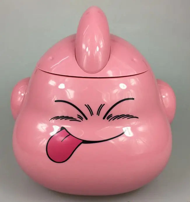 Tasse rose à couvercle Dragon Ball - Majin Buu tirant la langue
