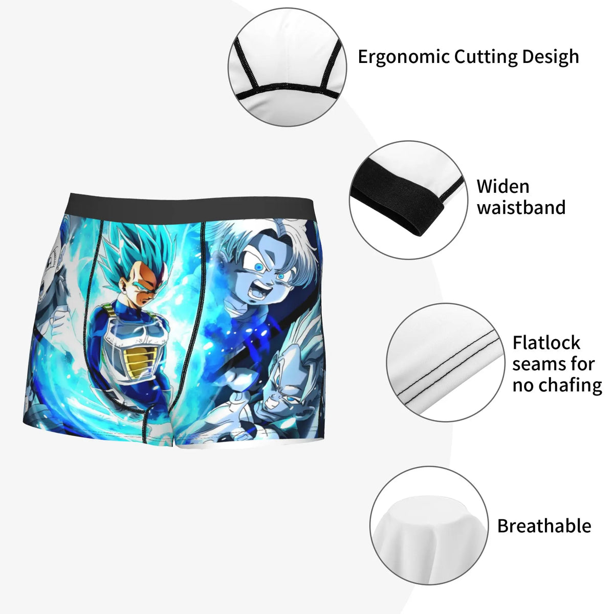 Boxer multicolore Dragon Ball - Goku e personaggi chibi