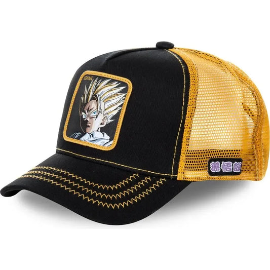 Casquette noire et jaune Dragon Ball - Goku Super Saiyan de profil