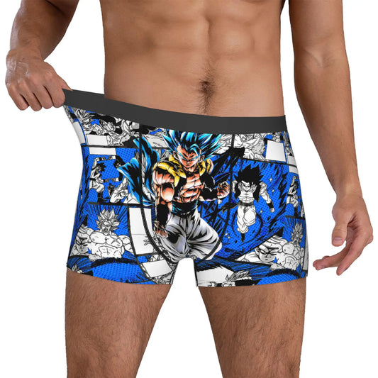 Boxer blu e bianco Dragon Ball - Gogeta Blue in vignette del manga