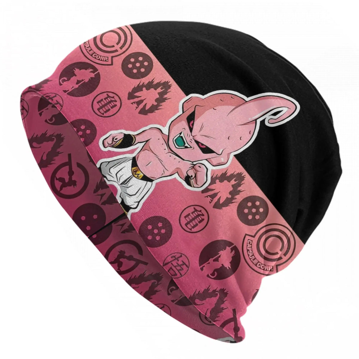 Bonnet rose et noir Dragon Ball - Kid Buu chibi et motifs
