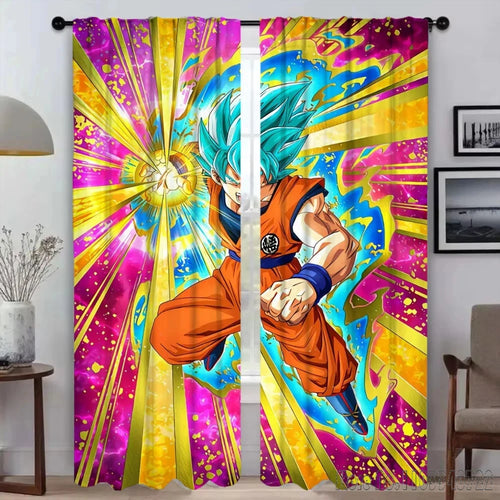 Rideaux multicolores Dragon Ball - Goku Blue lançant une boule d'énergie