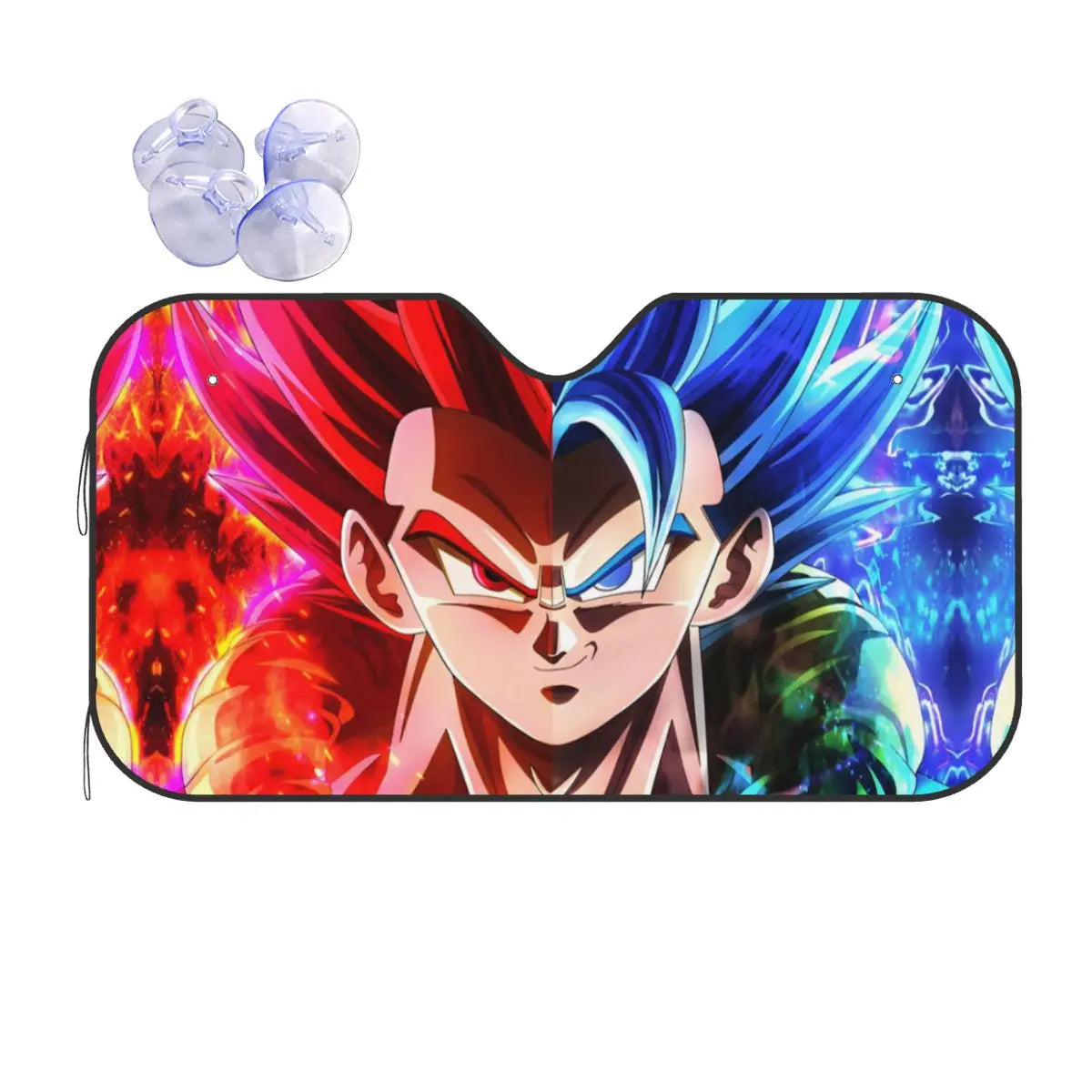 Zwarte auto parasol Dragon Ball kanji Go en oranje merken