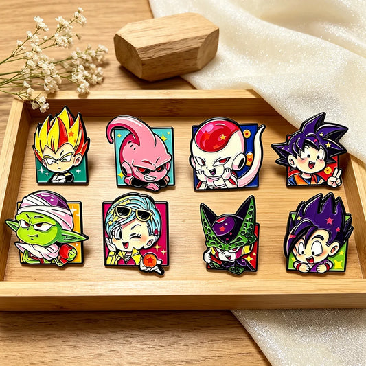 Lot de 8 pin's Dragon Ball - portraits de Goku Vegeta Piccolo et leurs amis