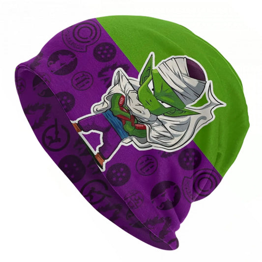 Bonnet violet et vert Dragon Ball - Piccolo chibi et symboles